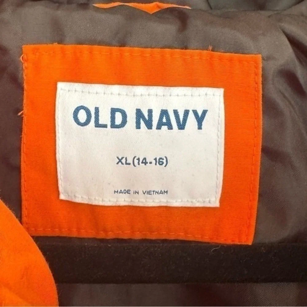Old Navy Windbreaker Orange Kids XL NWT Hooded Zip Camping Play Hike Bears Game